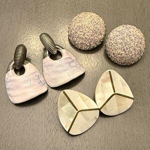 Vintage Earring Bundle 3 Silver Tone Lavender Cream White Clip Stud Drop Lot